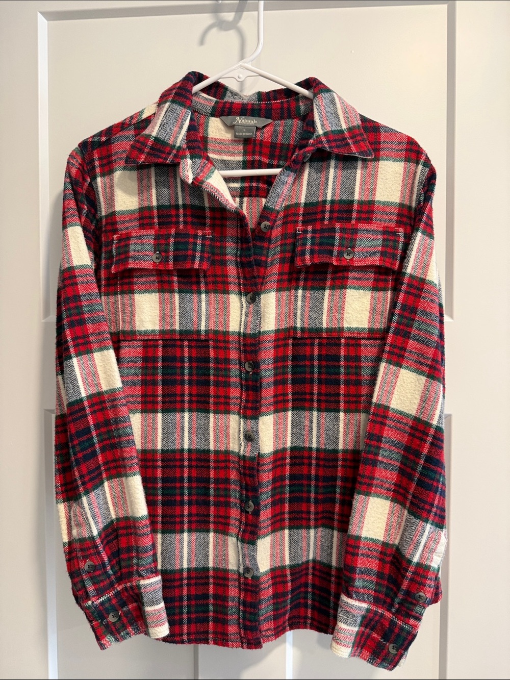 Natural Reflections Red, Cream & Black Plaid Button-Up Shirt